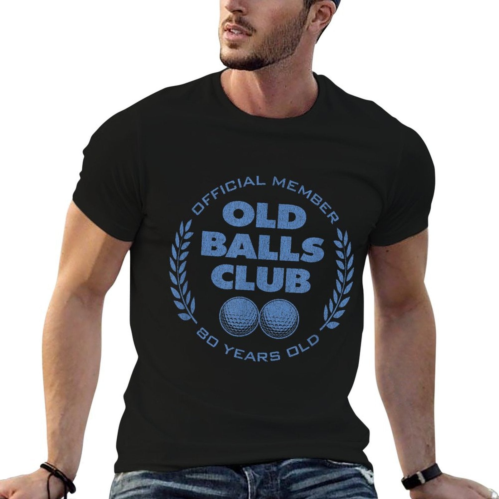 80 Year Old Golfer Golfing Golf 80th Birthday Old Balls Club  Slim-fit Cut T-Shirt