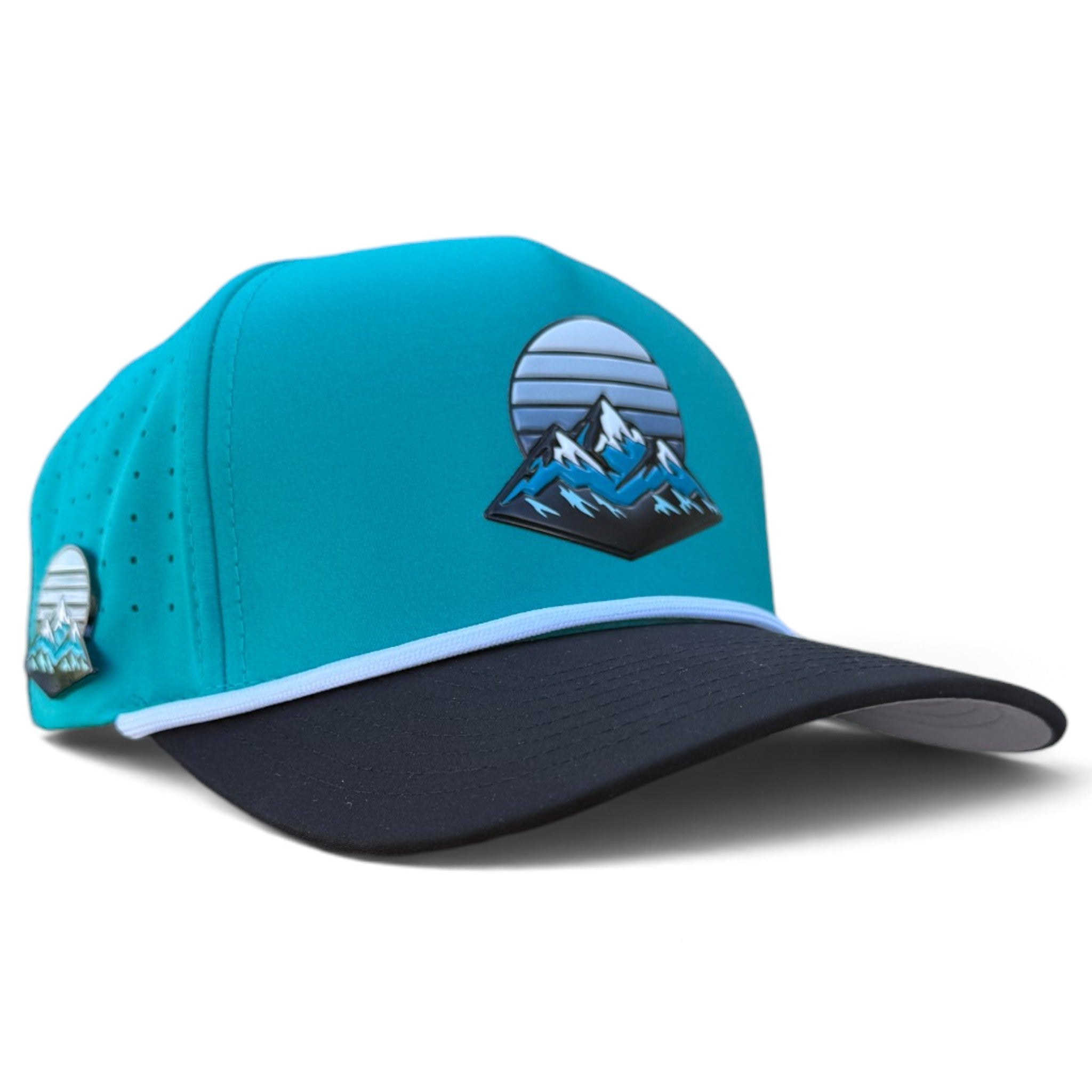 Mountain Moonrise Golf Hat | Snapback Cap | Built-in Magnetic Ball Marker Holder + Marker Included | Adjustable