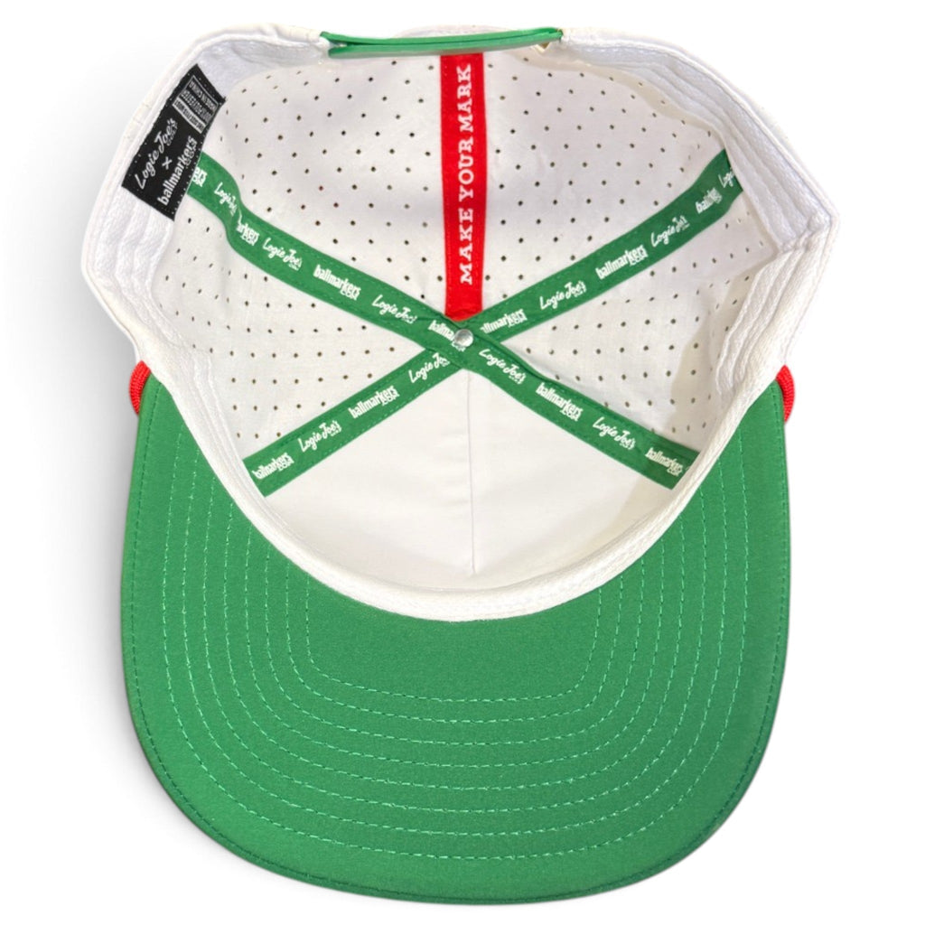 Vintage Cooler Golf Hat | Snapback Cap | Built-in Magnetic Ball Marker Holder + Marker Included | Adjustable White Green Beverages