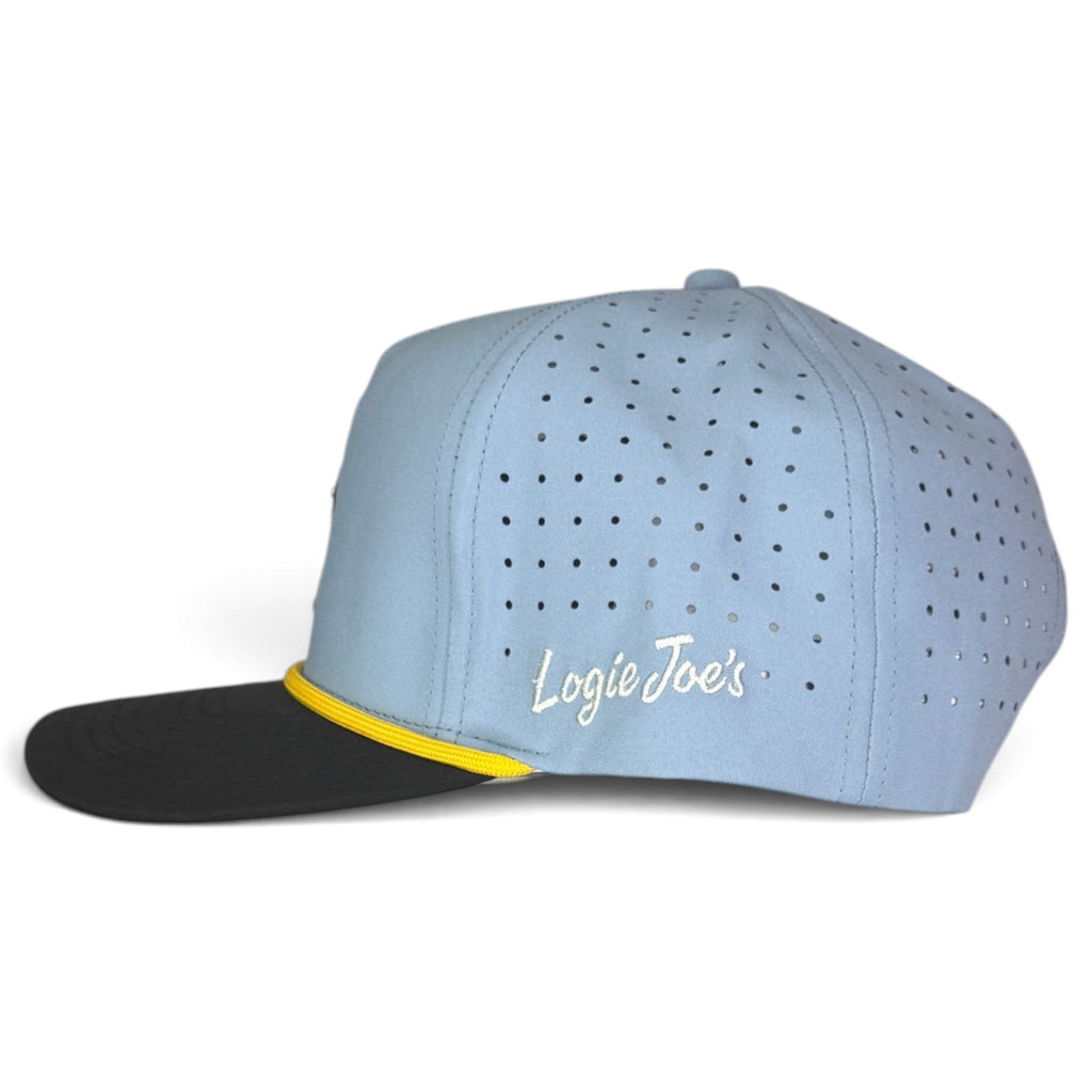 Fore the Boys Golf Hat | Snapback Cap | Built-in Magnetic Ball Marker Holder + Marker Included | Adjustable Blonde Light Blue