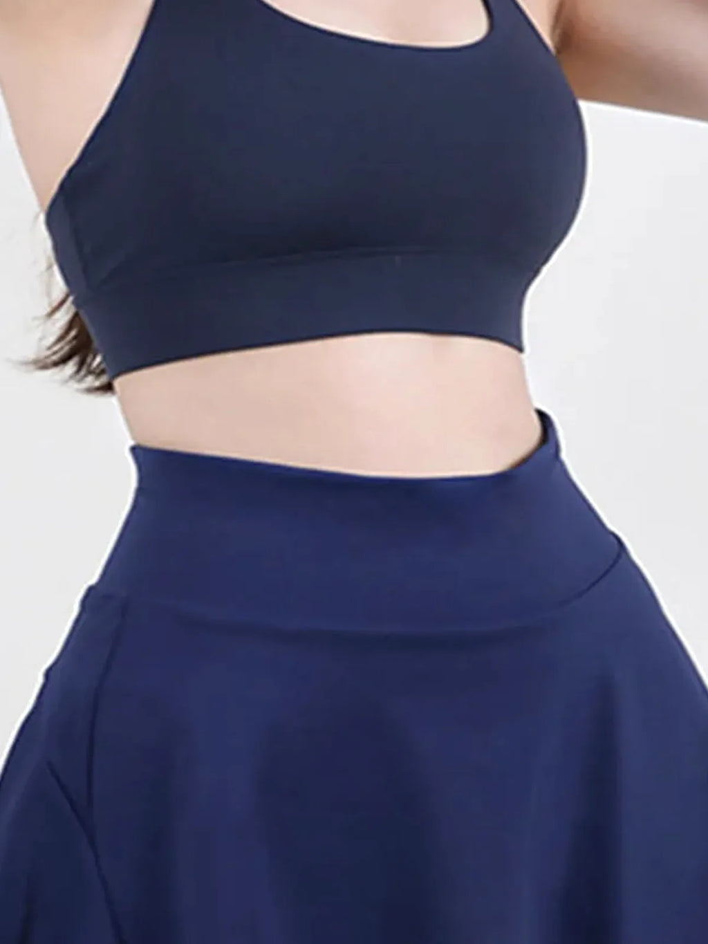 Navy Blue Activewear High Waist Pleated Sports Skirt