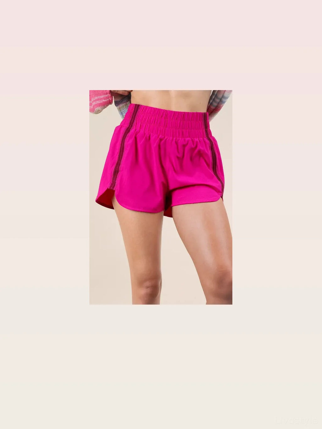 Striped Trim Detail Activewear Shorts in Pink
